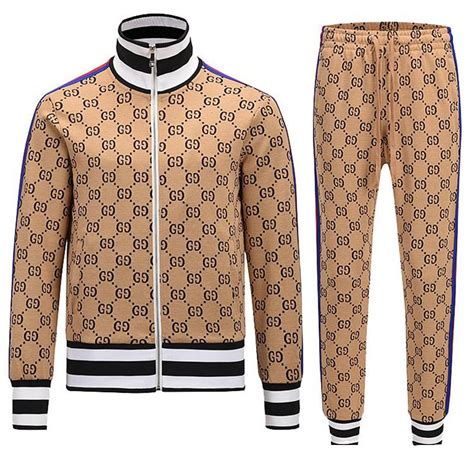 brown gucci tracksuit|Gucci tracksuit black and red.